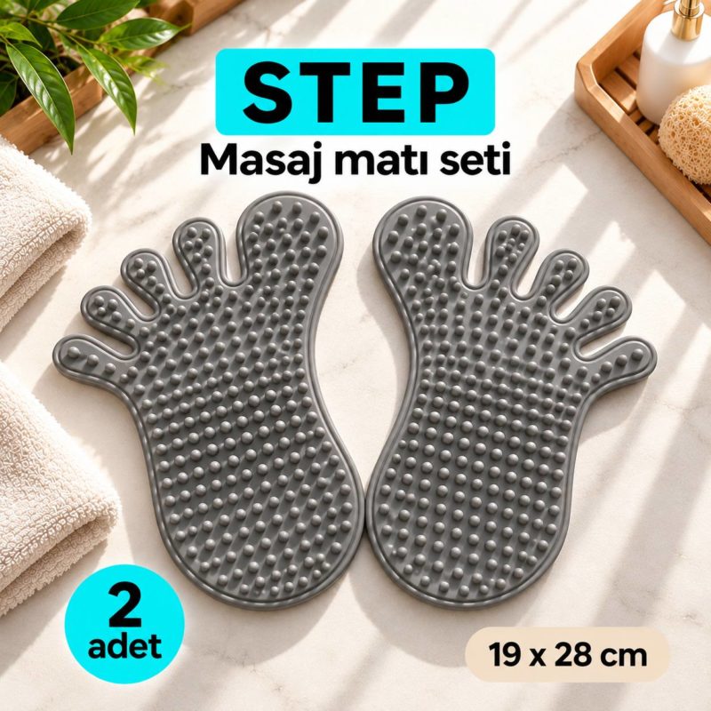 step masaj matı gri