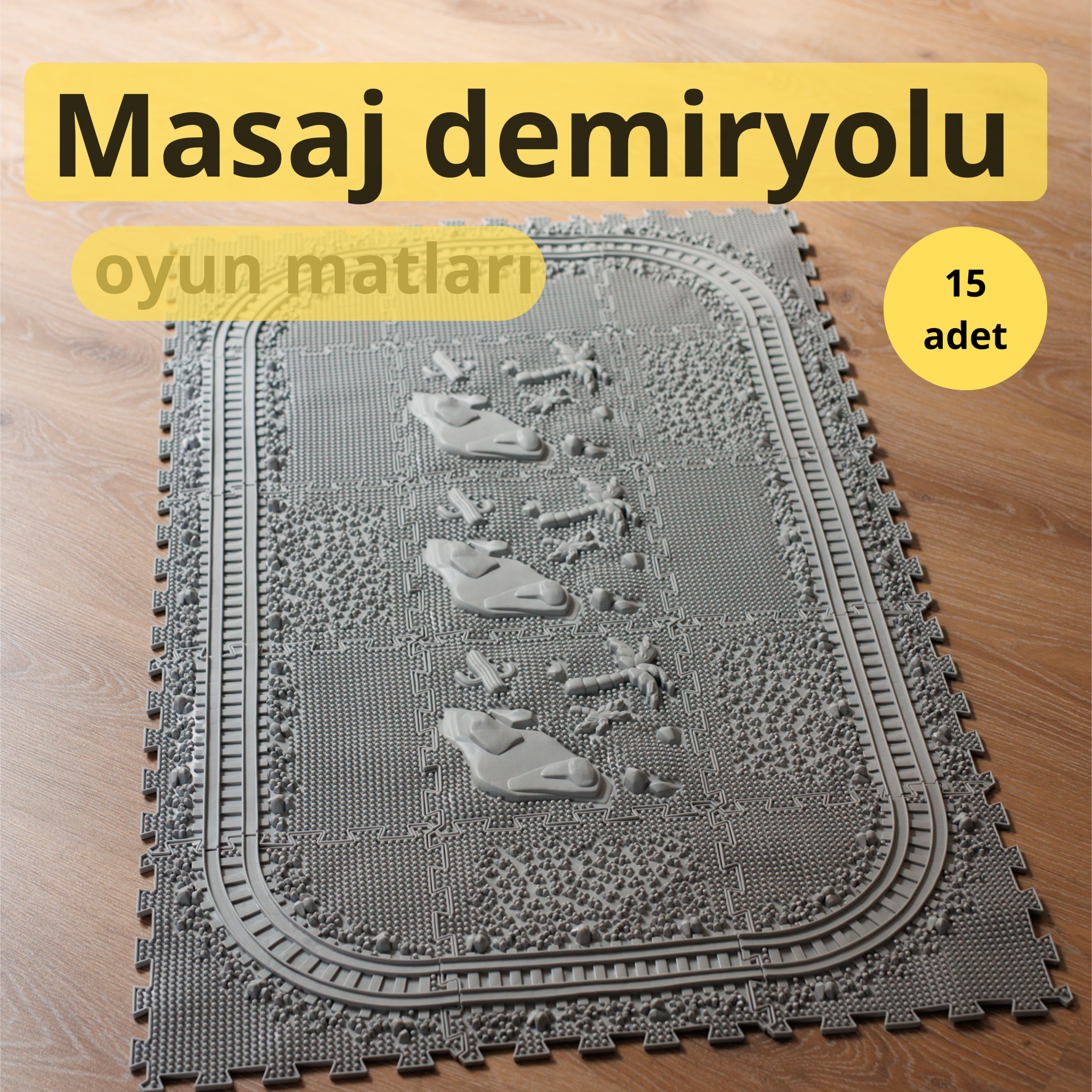 Ortopedik halı, копия, копия (2) 15 modüllü Masaj Demiryolu ortopedik duyu matı